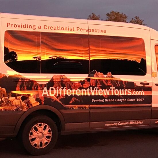 Canyon Ministries van at Grand Canyon sunset