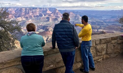 Canyon Ministries guide teaching at Grandview Point, Grand Canyon