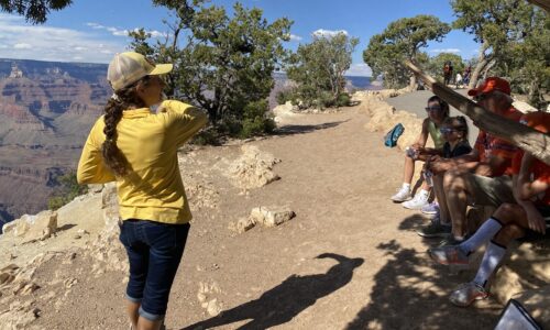 Guide teaching on a Grand Canyon walking tour