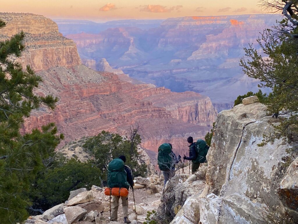 Morning glow over Grand Canyon from Hermit Trail